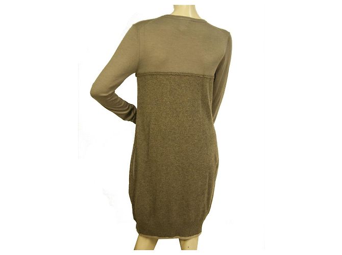 Chloé Abito Chloe Marrone Cashmere Seta Manica Lunga Lunghezza Ginocchio Maglia Taglia S - vista 2