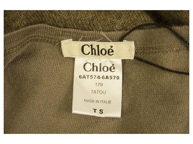 Chloé Abito Chloe Marrone Cashmere Seta Manica Lunga Lunghezza Ginocchio Maglia Taglia S - vista 3
