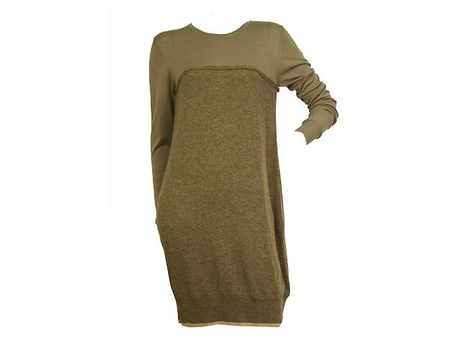Chloé Abito Chloe Marrone Cashmere Seta Manica Lunga Lunghezza Ginocchio Maglia Taglia S - vista 6