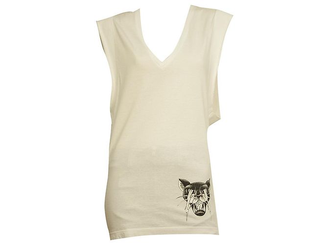 Dsquared2 D2 Top Blanco Sin Mangas Cuello V Pantera Largo Algodón - Talla XS - vista 7