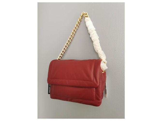 Borsa Marc Jacobs Pillow in pelle bordeaux con finiture oro Rosso Bordò Gold hardware - vista 4