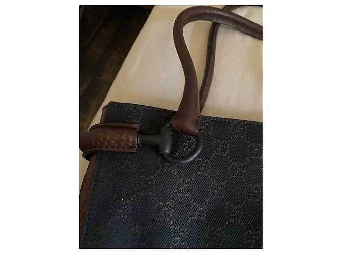 Borsa a mano Gucci Baguette Marrone Scuro Metallizzato Cotone Metallico - vista 2