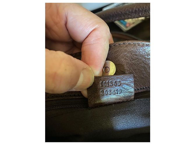Borsa a mano Gucci Baguette Marrone Scuro Metallizzato Cotone Metallico - vista 3