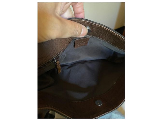 Borsa a mano Gucci Baguette Marrone Scuro Metallizzato Cotone Metallico - vista 5
