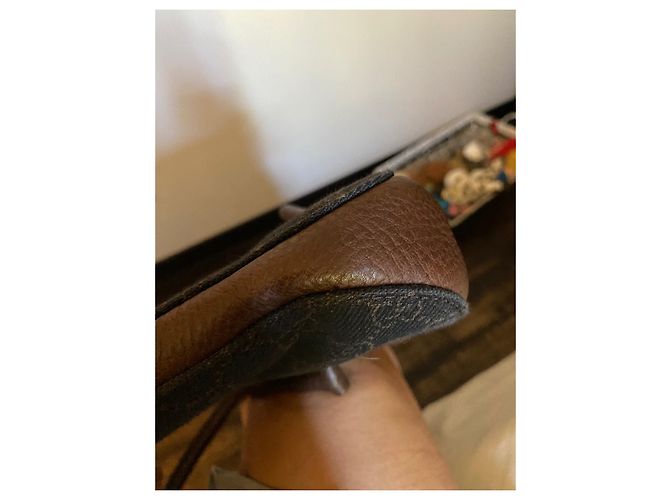 Borsa a mano Gucci Baguette Marrone Scuro Metallizzato Cotone Metallico - vista 6