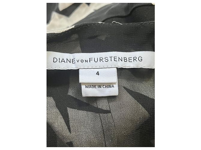 Diane Von Furstenberg Vestido cruzado DvF de seda Negro Blanco Roja - vista 2