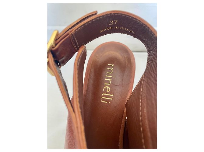 Minelli wedge clogs caramel leather - view 5