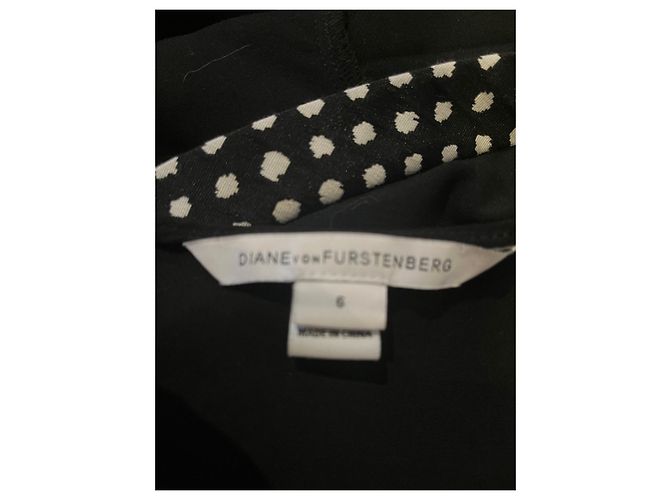 Diane Von Furstenberg Vestido DvF Maisie preto com debrum de bolinhas Branco - vista 5