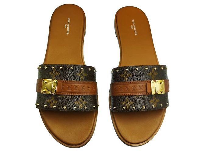 LOUIS VUITTON  Mules & clogs T.EU 38.5 Leather Brown - view 2