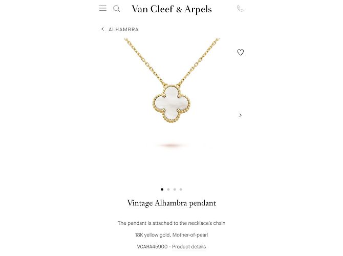 Van Cleef & Arpels Vintage Alhambra 18k Gelbgold Perlmutt Halskette Gold hardware - Ansicht 3