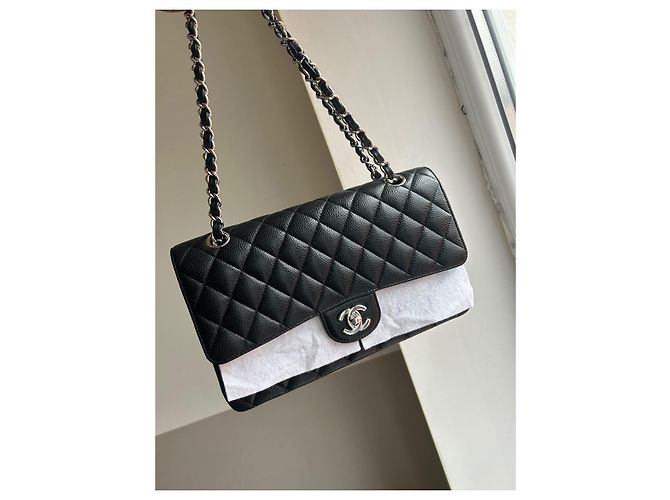 Borsa a mano Chanel in pelle caviar nera media Nero - vista 12