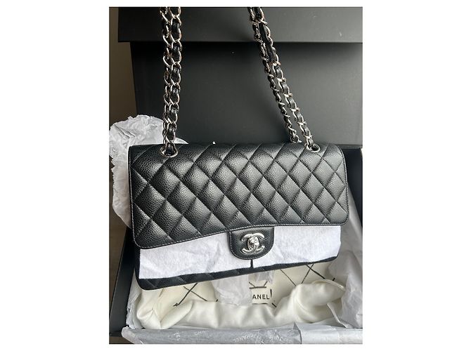 Borsa a mano Chanel in pelle caviar nera media Nero - vista 14