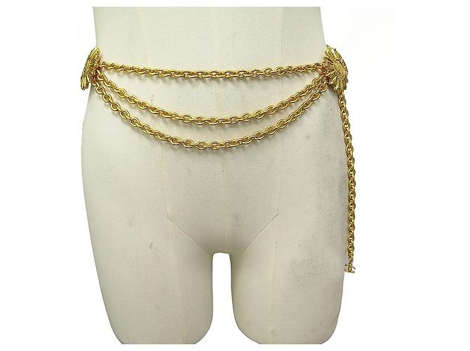 VINTAGE CHANEL GÜRTELKETTE HALSKETTE SONNENMEDAILLON & CC-LOGO METALLGÜRTEL Golden - Ansicht 2