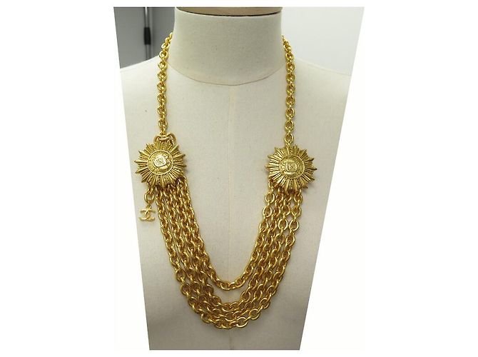 VINTAGE CHANEL GÜRTELKETTE HALSKETTE SONNENMEDAILLON & CC-LOGO METALLGÜRTEL Golden - Ansicht 5