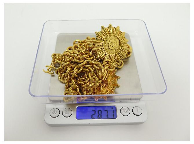VINTAGE CHANEL GÜRTELKETTE HALSKETTE SONNENMEDAILLON & CC-LOGO METALLGÜRTEL Golden - Ansicht 7