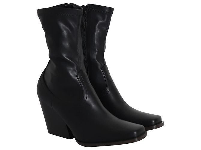 Stella Mc Cartney Stella McCartney Cowboy-Stretch 95mm Stiefel aus schwarzem Polyurethan - Ansicht 4