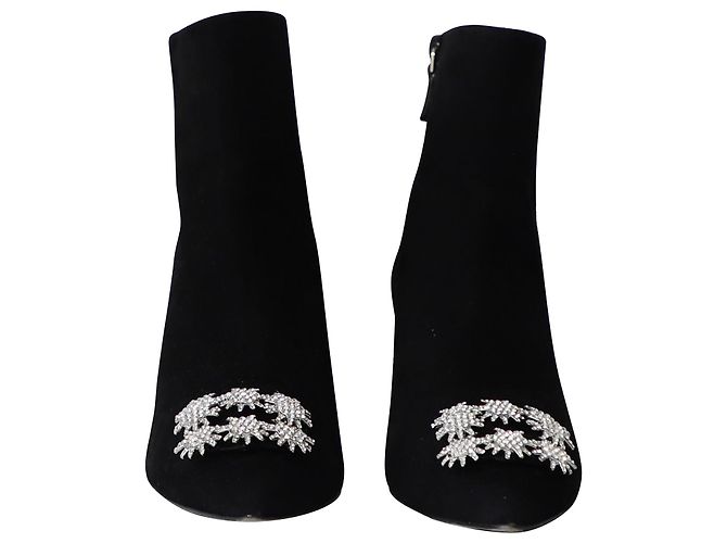 Stuart Weitzman Botines Kera con hebilla de cristal en ante negro - vista 2