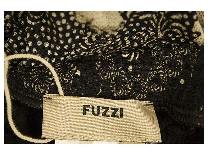 Fuzzi Pantalón de verano negro y beige floral cintura y puños elásticos talla S Gris antracita - vista 3