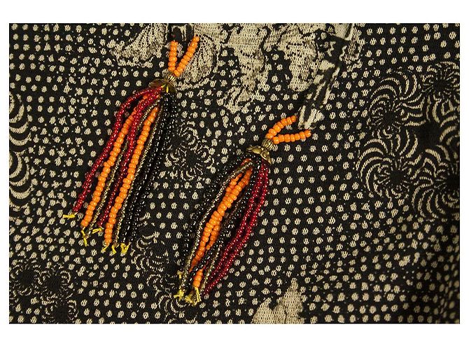 Fuzzi Pantalón de verano negro y beige floral cintura y puños elásticos talla S Gris antracita - vista 5