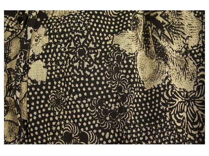 Fuzzi Pantalón de verano negro y beige floral cintura y puños elásticos talla S Gris antracita - vista 6