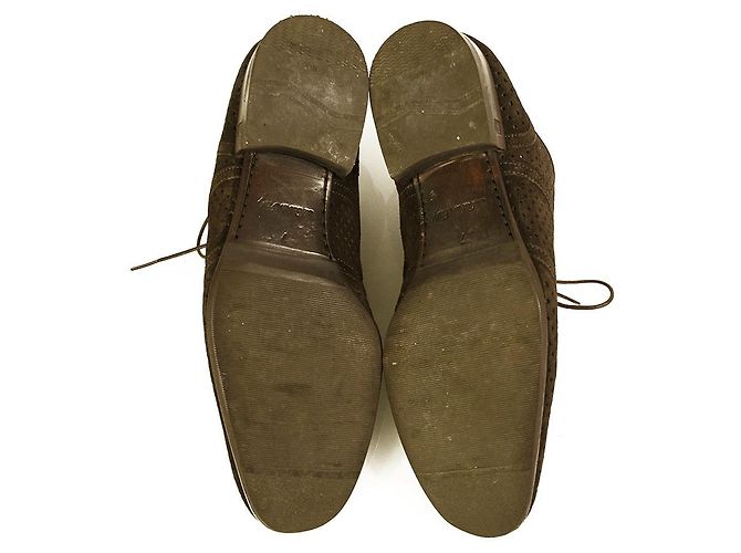 Louis Vuitton LV Scarpe stringate Oxford traforate in pelle scamosciata marrone da uomo 7 - vista 2