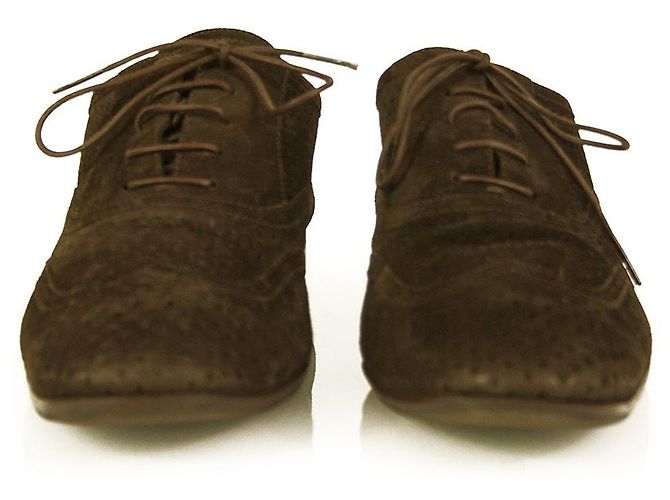 Louis Vuitton LV Scarpe stringate Oxford traforate in pelle scamosciata marrone da uomo 7 - vista 5