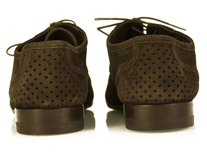 Louis Vuitton LV Scarpe stringate Oxford traforate in pelle scamosciata marrone da uomo 7 - vista 6