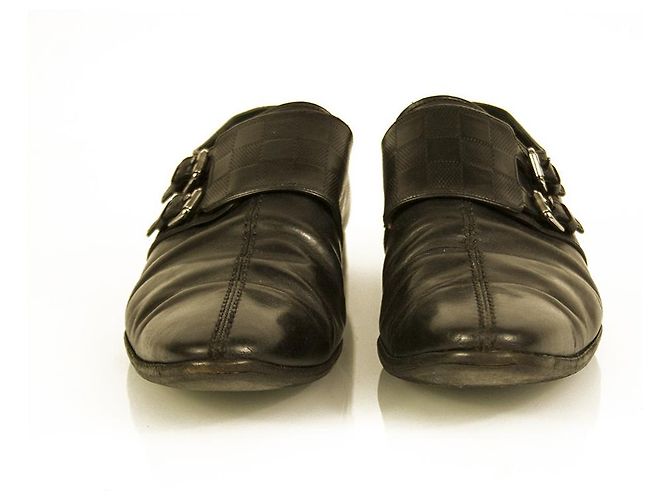 Scarpe Monk con fibbia foderate in pelle nera Damier Louis Vuitton LV da uomo taglia 7.5 Nero - vista 5