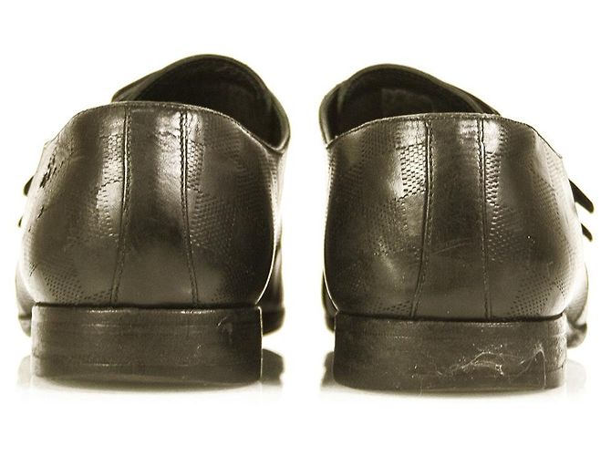 Scarpe Monk con fibbia foderate in pelle nera Damier Louis Vuitton LV da uomo taglia 7.5 Nero - vista 6