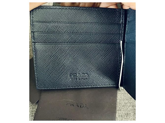 Prada Clip Wallet Saffiano Leather Navy Blue - view 5