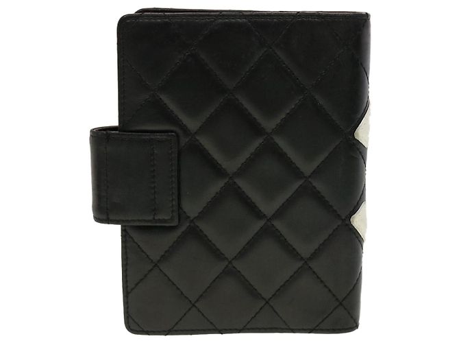 CHANEL Cambon Line Day Planner Cover Leather Black CC Auth th3612 - view 2