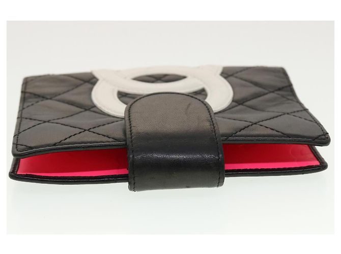 CHANEL Cambon Line Day Planner Cover Leather Black CC Auth th3612 - view 5