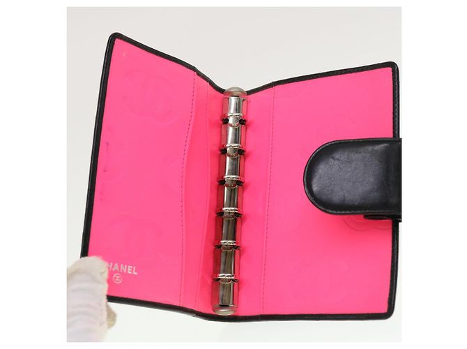 CHANEL Cambon Line Day Planner Cover Leather Black CC Auth th3612 - view 9