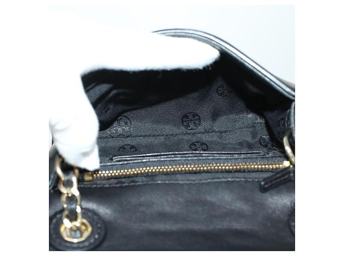 TORY BURCH Borsa a tracolla con catena in pelle nera Auth am4322 Nero - vista 10