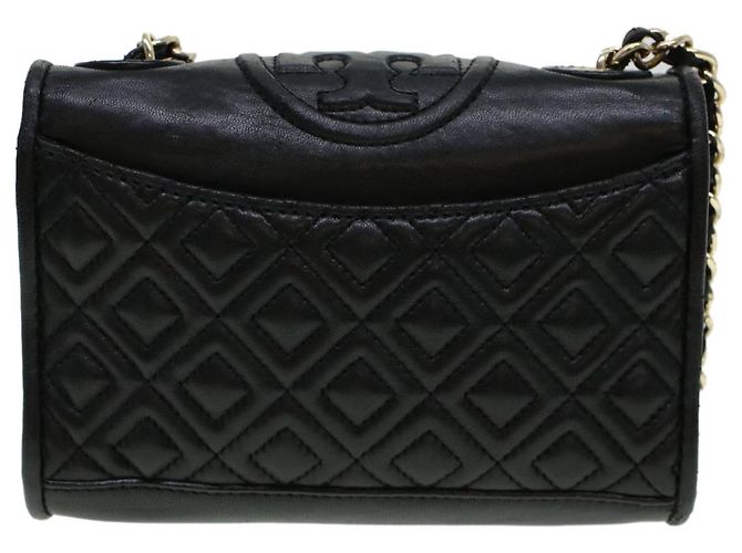 TORY BURCH Borsa a tracolla con catena in pelle nera Auth am4322 Nero - vista 2