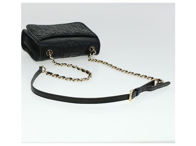 TORY BURCH Borsa a tracolla con catena in pelle nera Auth am4322 Nero - vista 7