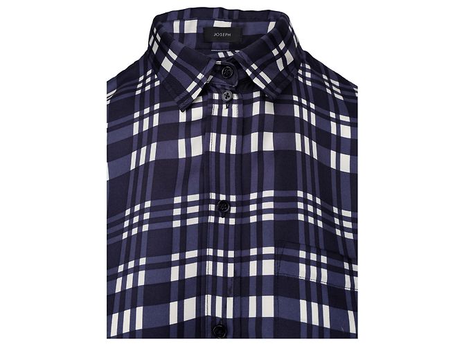 Joseph New Garçon Camisa de sarga de seda a cuadros Azul Azul marino - vista 3