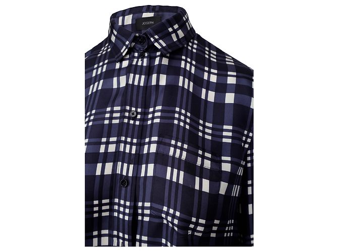 Joseph New Garçon Camisa de sarga de seda a cuadros Azul Azul marino - vista 4