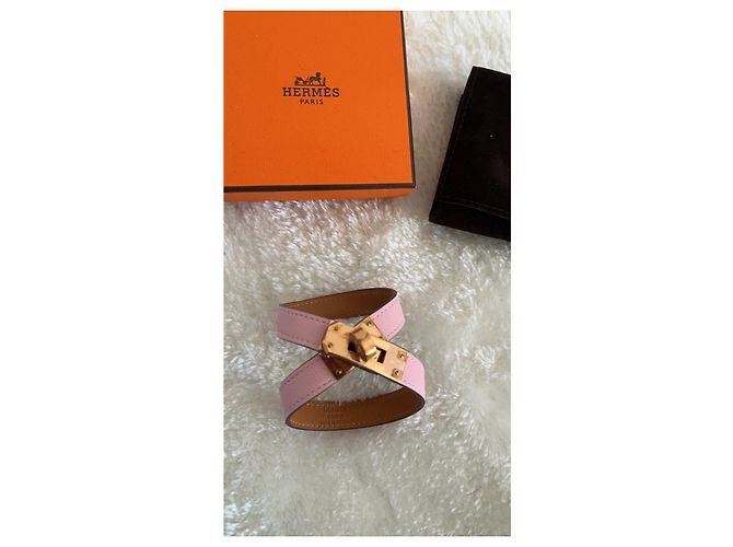 Hermès Bracciale Kelly Double Tour Swift Pelle Oro Rosa - vista 2