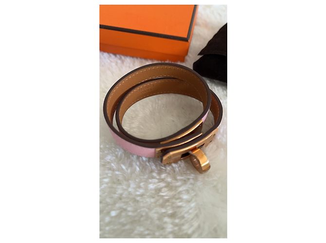 Hermès Bracciale Kelly Double Tour Swift Pelle Oro Rosa - vista 3