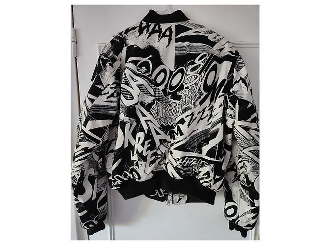 Céline Cazadora bomber Celine by Hedi Slimane de sarga de algodón estampada Negro Blanco - vista 6