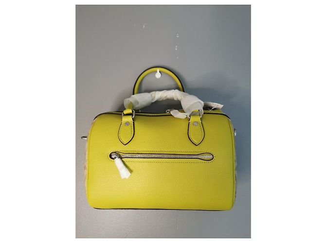 Coach Handtasche aus Canvas und genarbtem Leder Khaki Beige Grün Gelb Silber Hardware - Ansicht 9