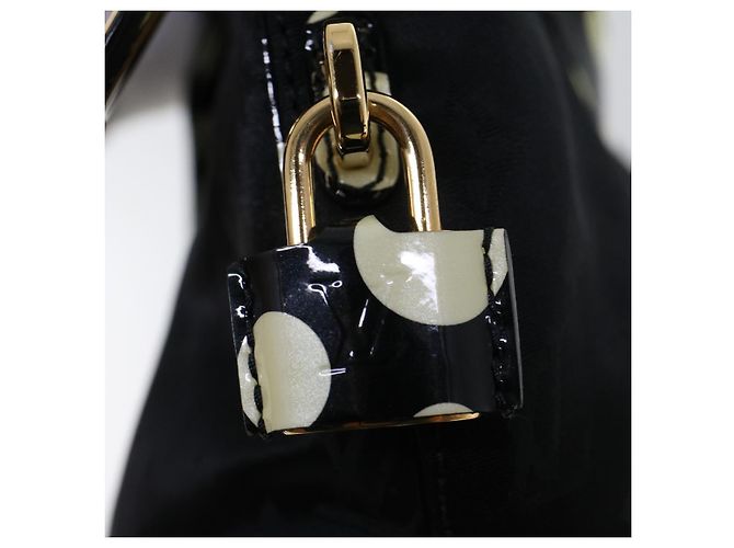 Bolsa LOUIS VUITTON Vernis Dot Infinity Lockit MM Preto M40682 Auth ar9434b Branco - vista 18