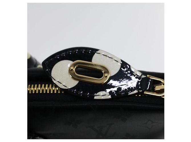 Bolsa LOUIS VUITTON Vernis Dot Infinity Lockit MM Preto M40682 Auth ar9434b Branco - vista 20