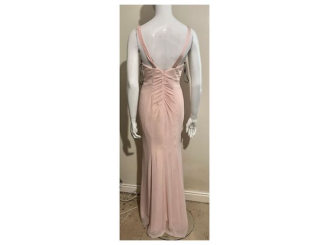 Vera Wang Vestido de baile drapeado e com babados em chiffon na cor Blush Rosa - vista 4