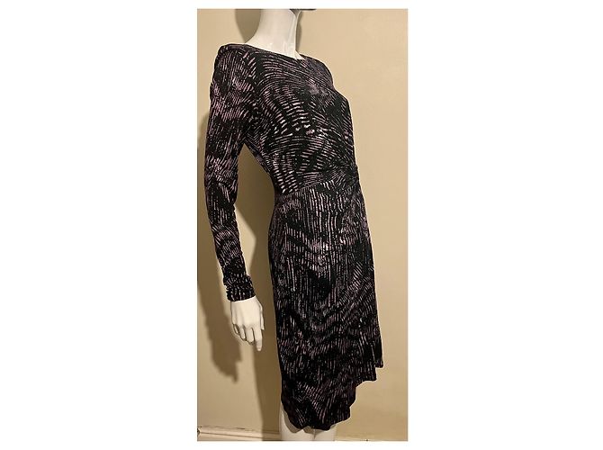Ghost London Vestido midi drapeado en morado y negro Púrpura - vista 2