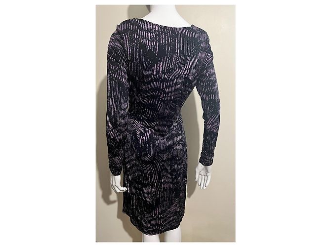Ghost London Vestido midi drapeado en morado y negro Púrpura - vista 3