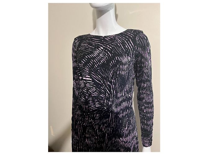 Ghost London Vestido midi drapeado en morado y negro Púrpura - vista 4