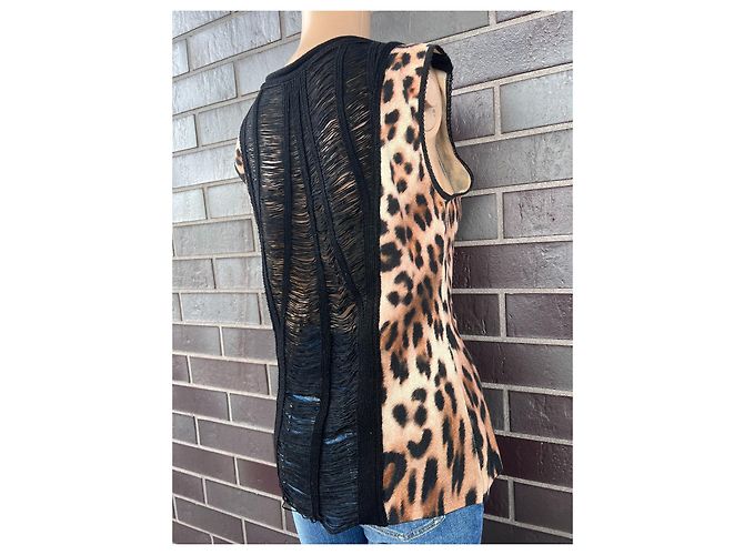 Marc Cain ärmellose Strickbluse Leopardenmuster braun schwarz - Ansicht 2