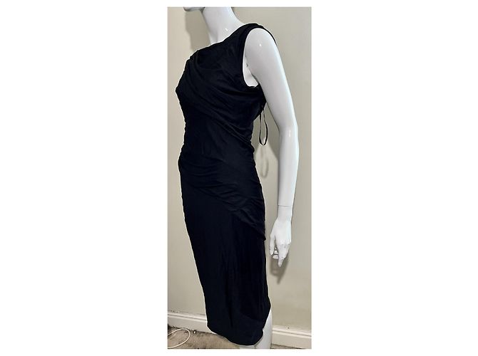 Diane Von Furstenberg Vestido DvF Gloria de lana drapeada Negro - vista 3